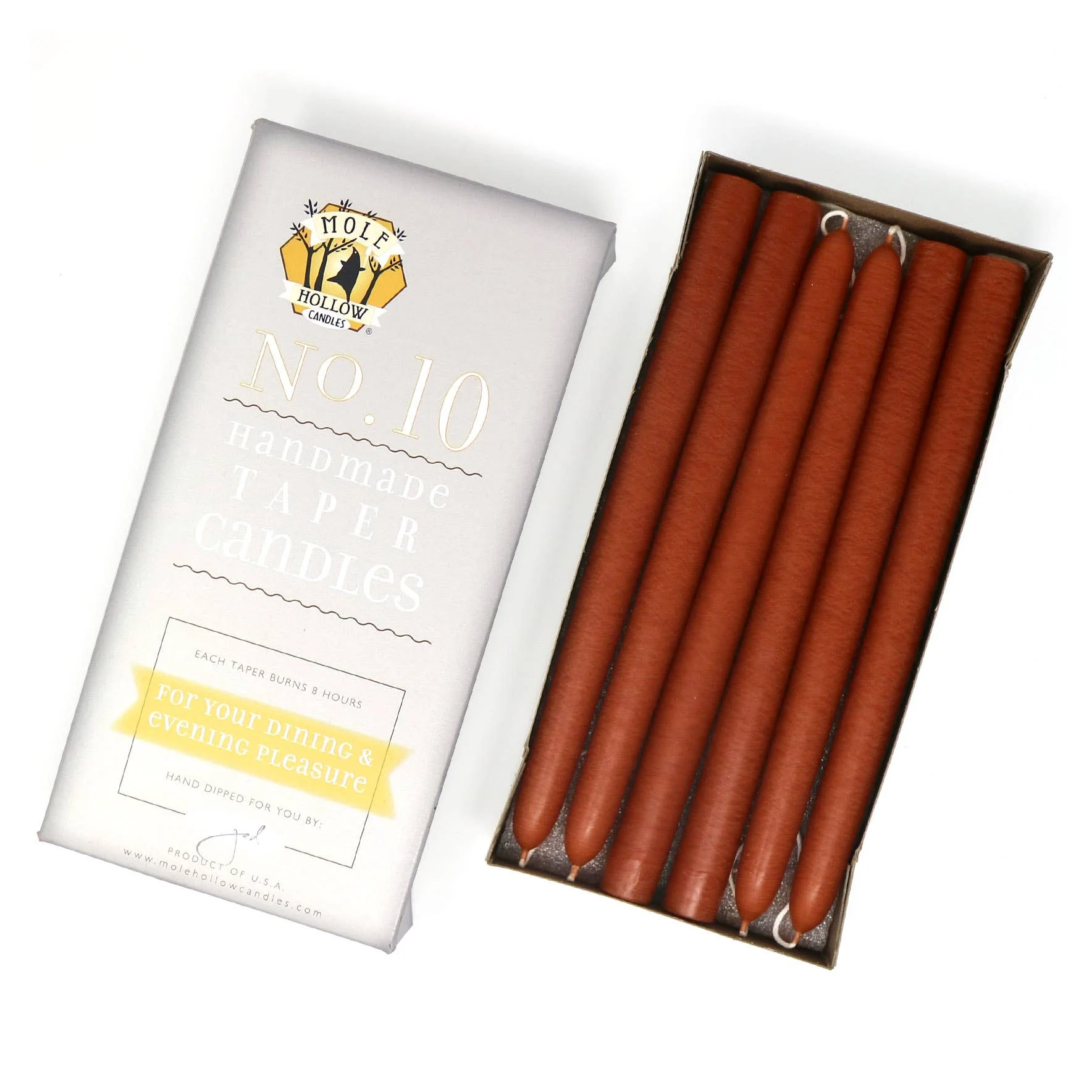 10" Hand Dipped Unscented Taper Candles - 39 Colors USA Made - Image 10