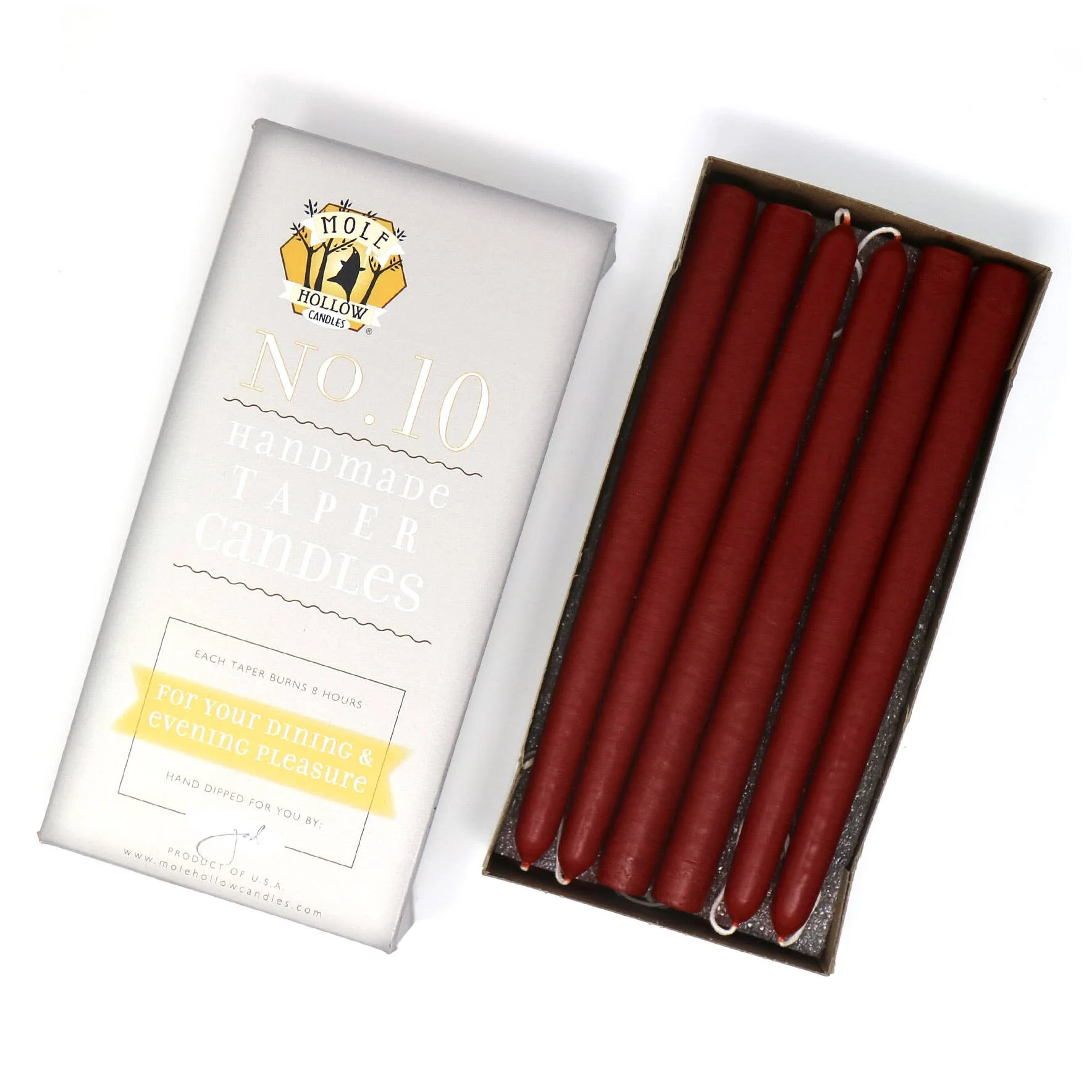 10" Hand Dipped Unscented Taper Candles - 39 Colors USA Made - Image 11