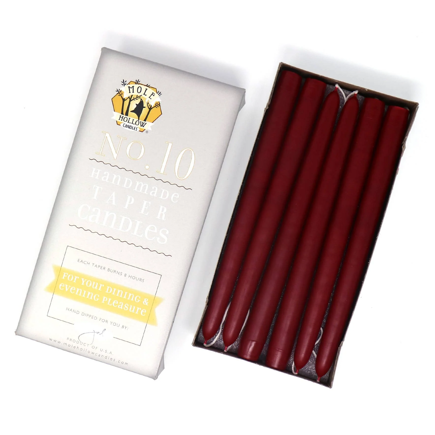 10" Hand Dipped Unscented Taper Candles - 39 Colors USA Made - Image 12