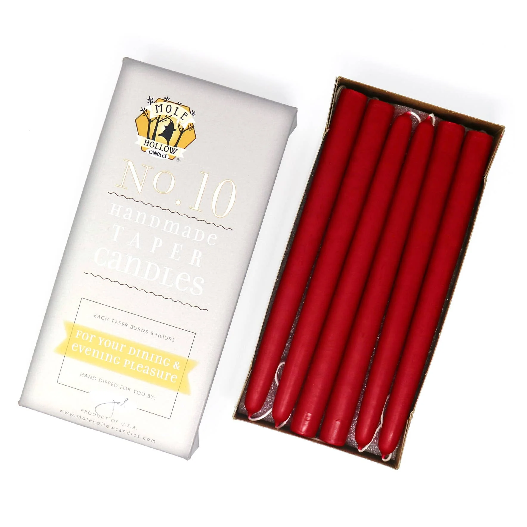 10" Hand Dipped Unscented Taper Candles - 39 Colors USA Made - Image 13