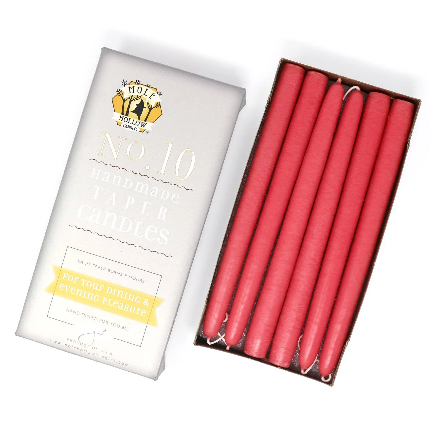 10" Hand Dipped Unscented Taper Candles - 39 Colors USA Made - Image 24