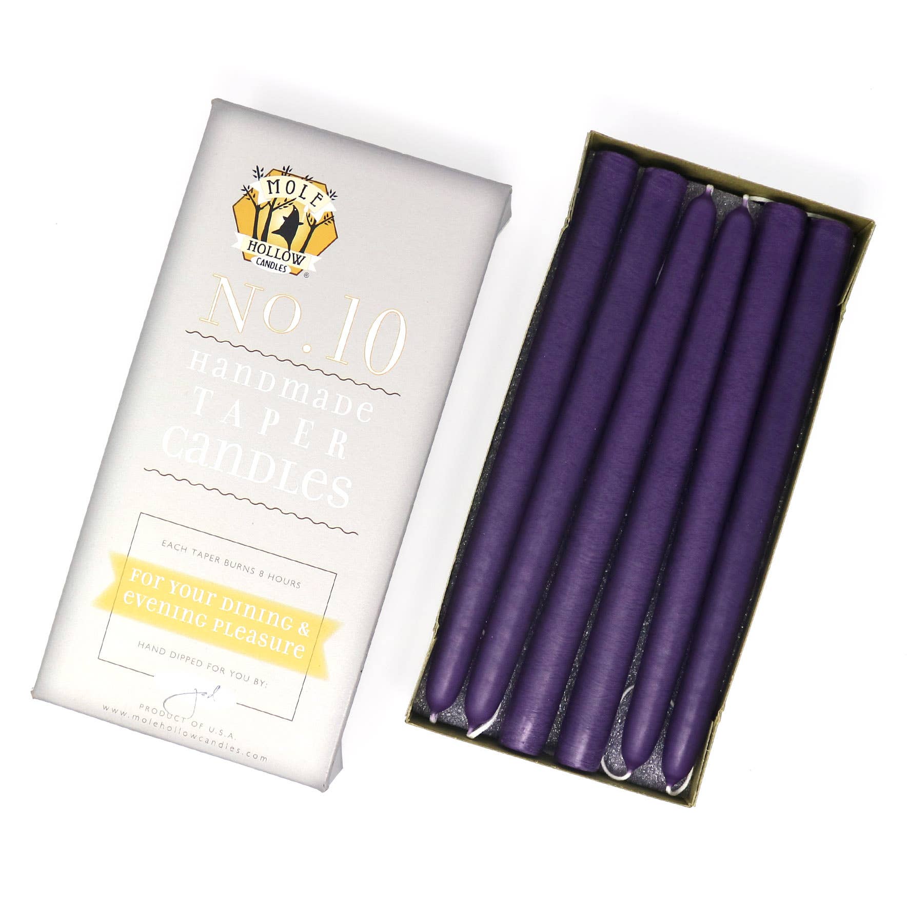 10" Hand Dipped Unscented Taper Candles - 39 Colors USA Made - Image 40