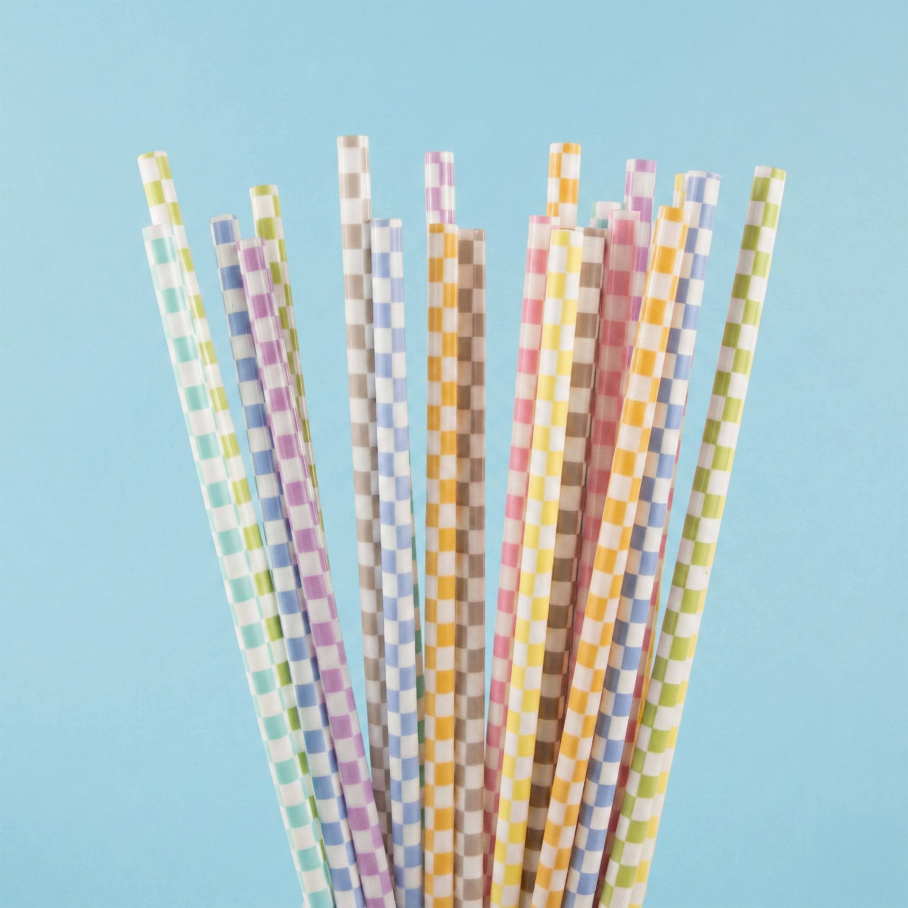 Checkered Reusable Straws - 24 Pack - Image 4