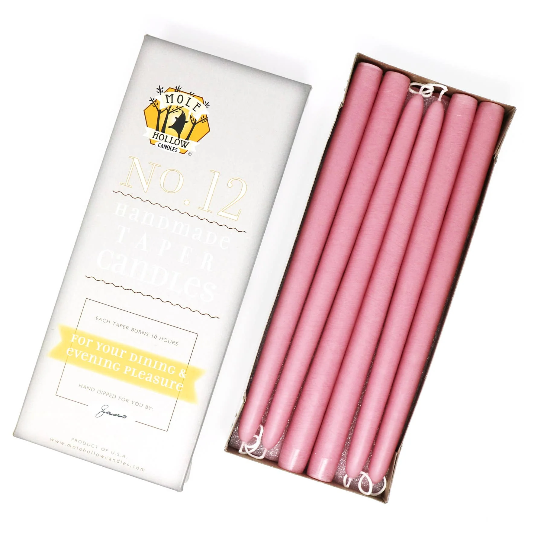 12" Hand Dipped Unscented Taper Candles - 39 Colors USA Made - Image 13