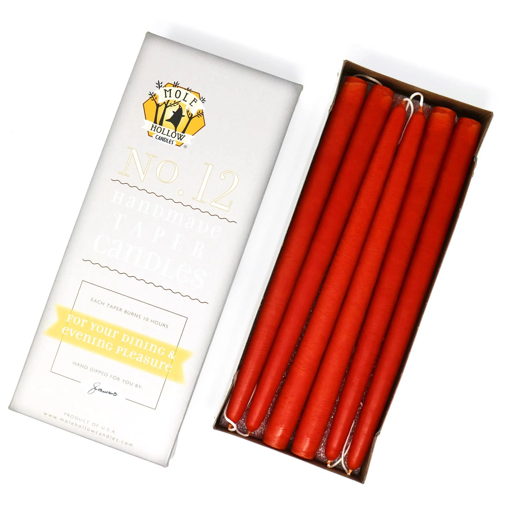 12" Hand Dipped Unscented Taper Candles - 39 Colors USA Made - Image 19