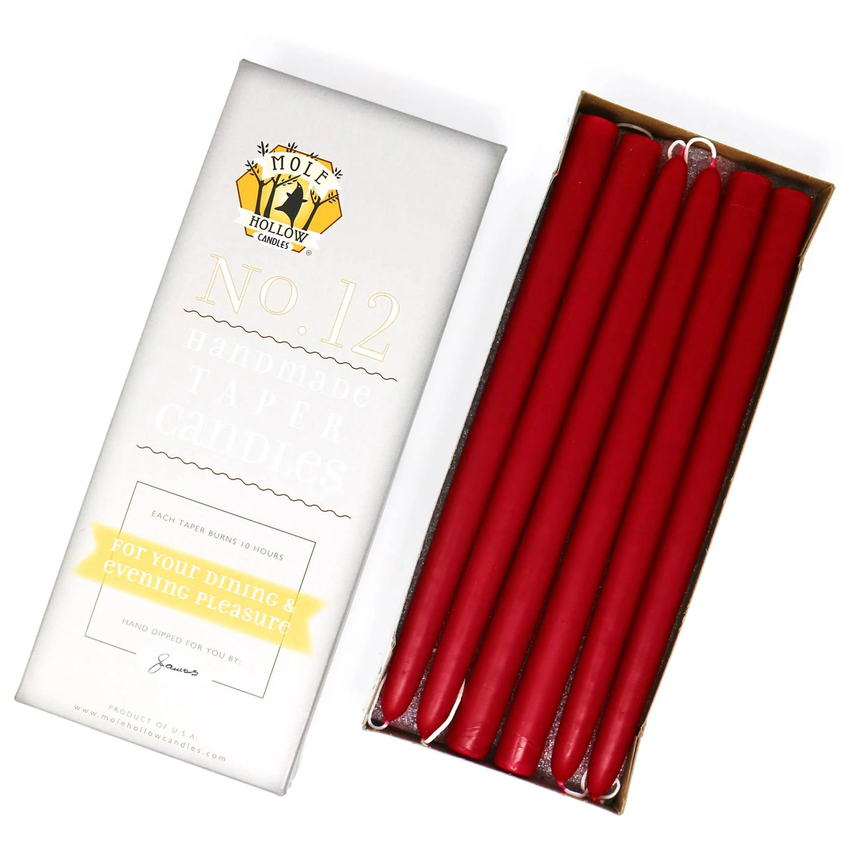 12" Hand Dipped Unscented Taper Candles - 39 Colors USA Made - Image 2