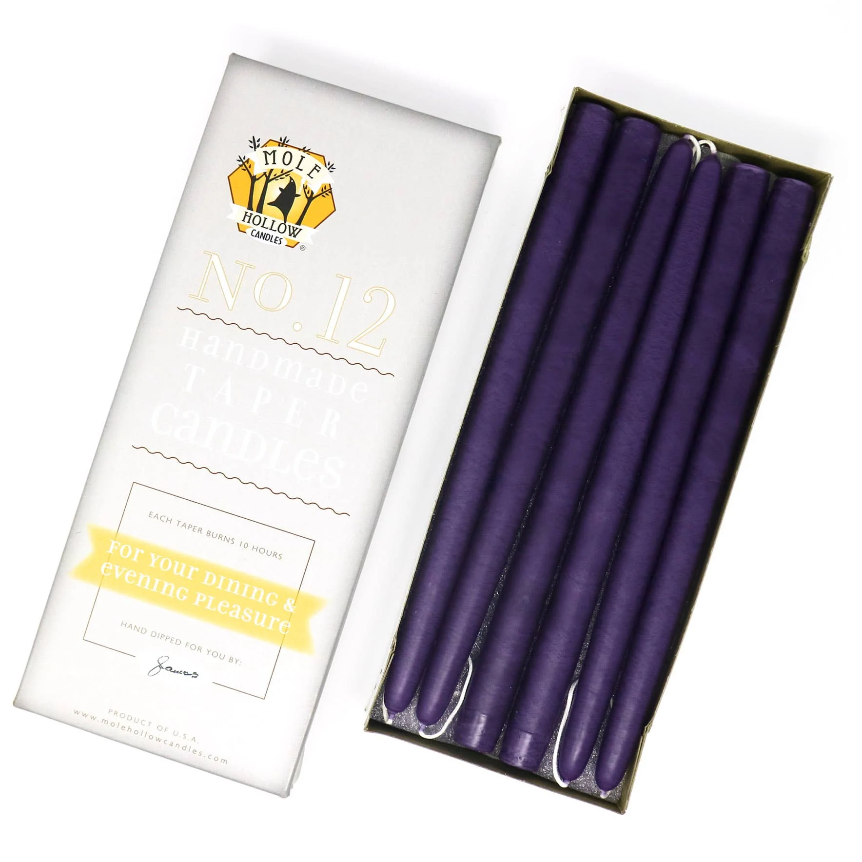12" Hand Dipped Unscented Taper Candles - 39 Colors USA Made - Image 38