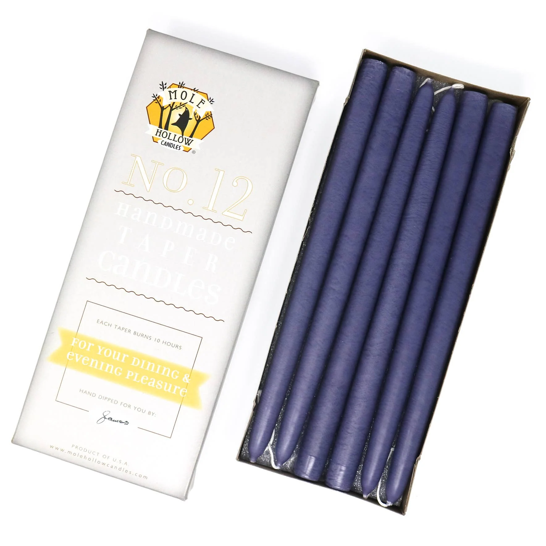 12" Hand Dipped Unscented Taper Candles - 39 Colors USA Made - Image 39