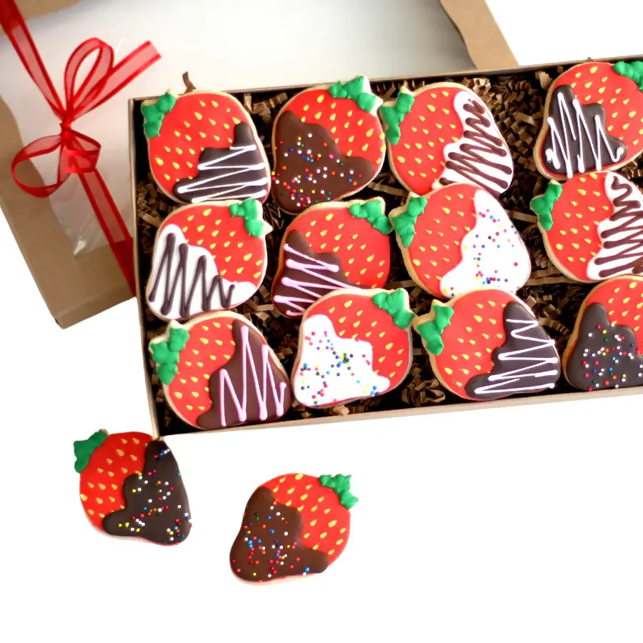 6 Ct. Chocolate Covered Strawberry Cookie Gift Box Set - Image 3