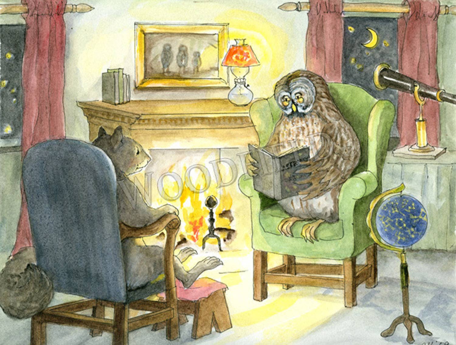 #749 - Evening at Owl's Notecard