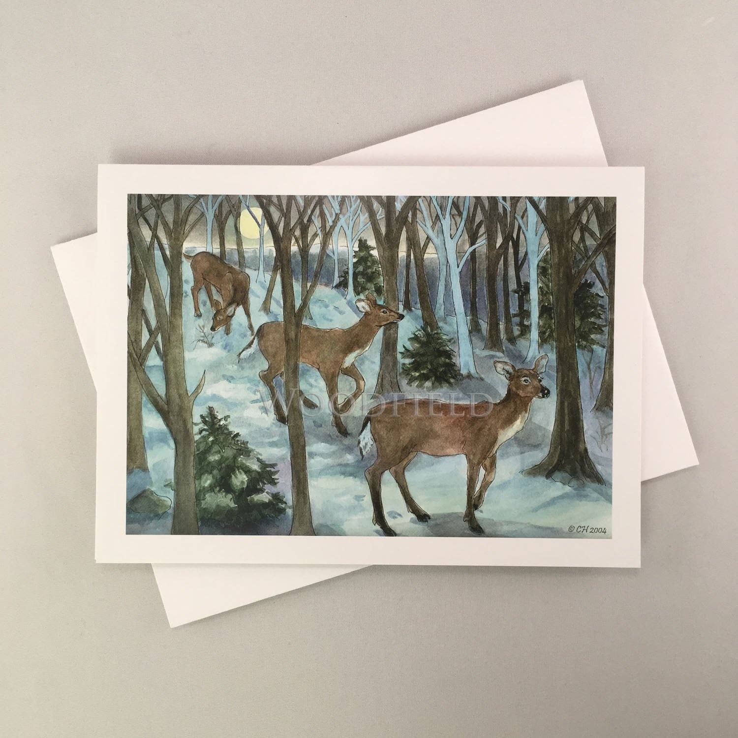 #760 - Winter Deer Walk Notecard - Image 2