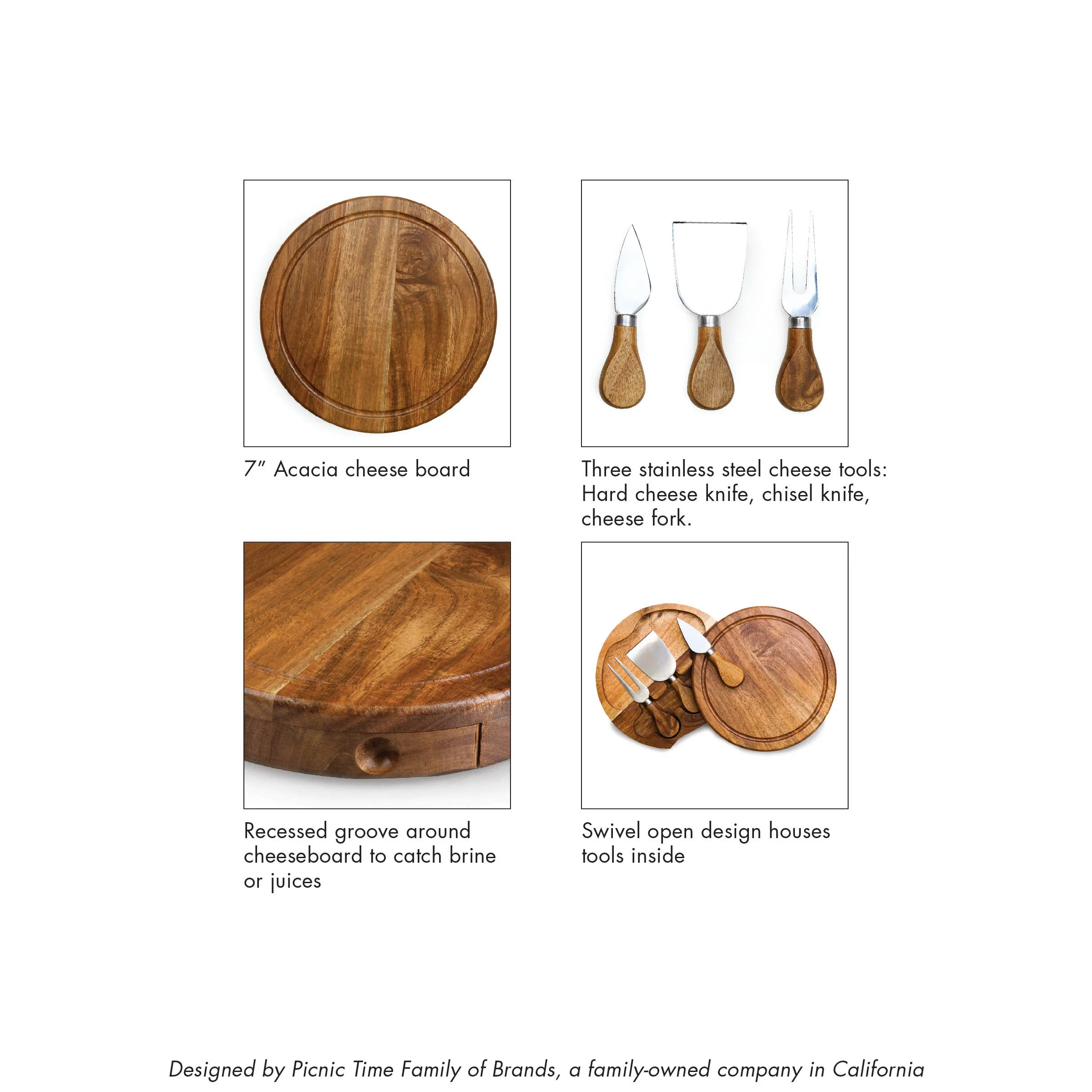 Acacia Brie Cheese Cutting Board & Tools - Image 9