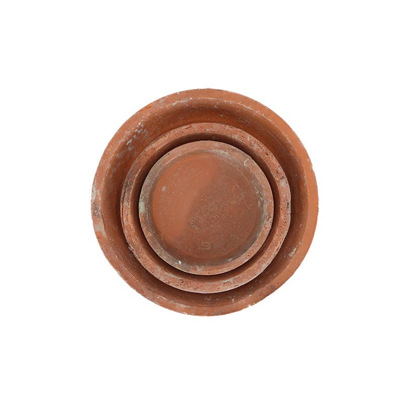Aged Terracotta Round Saucers - Image 4