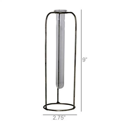 Archer Bud Vase, Glass and Metal - Image 2