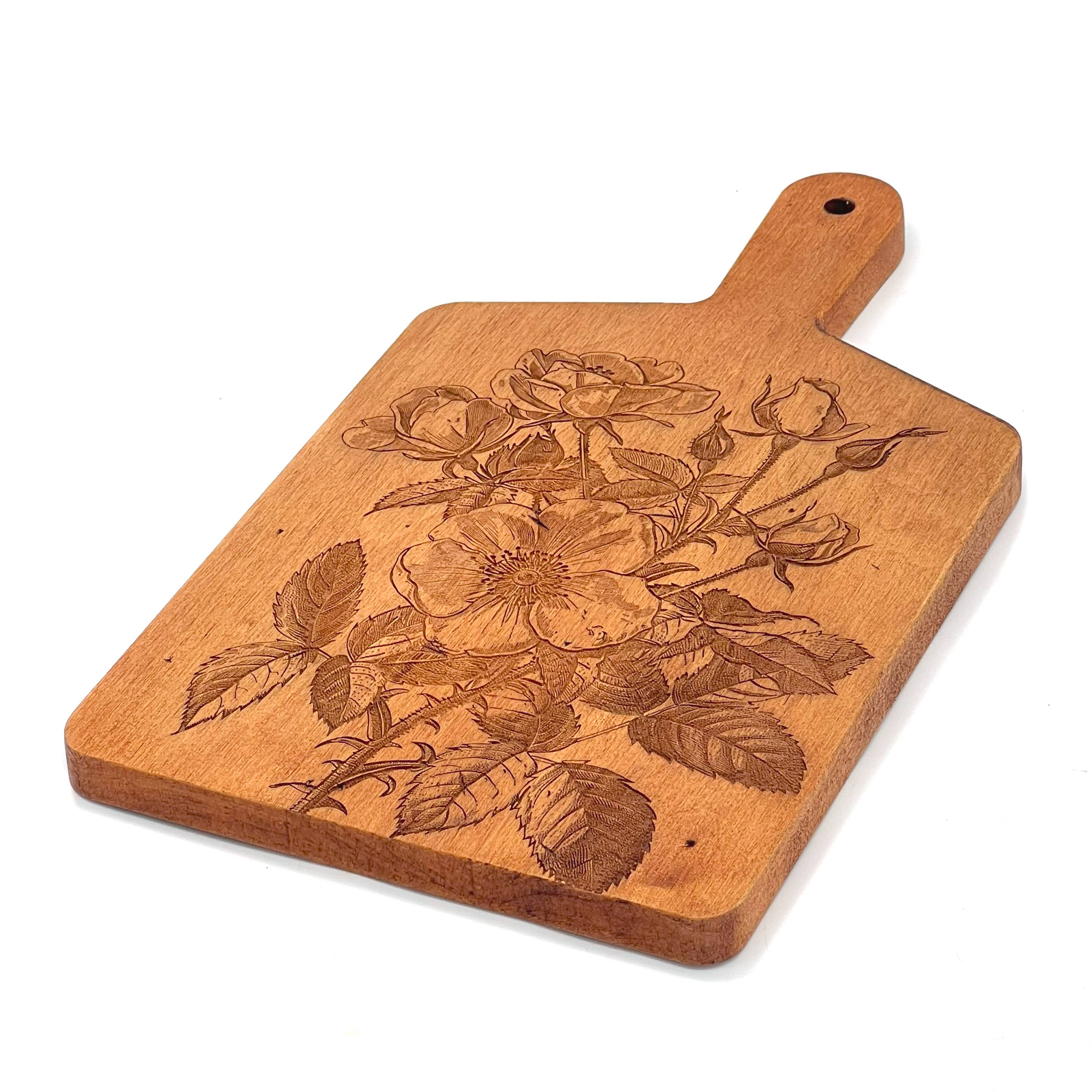 Artisan Maple Rectangle Cheese Board-Vintage Wild Roses - Image 2