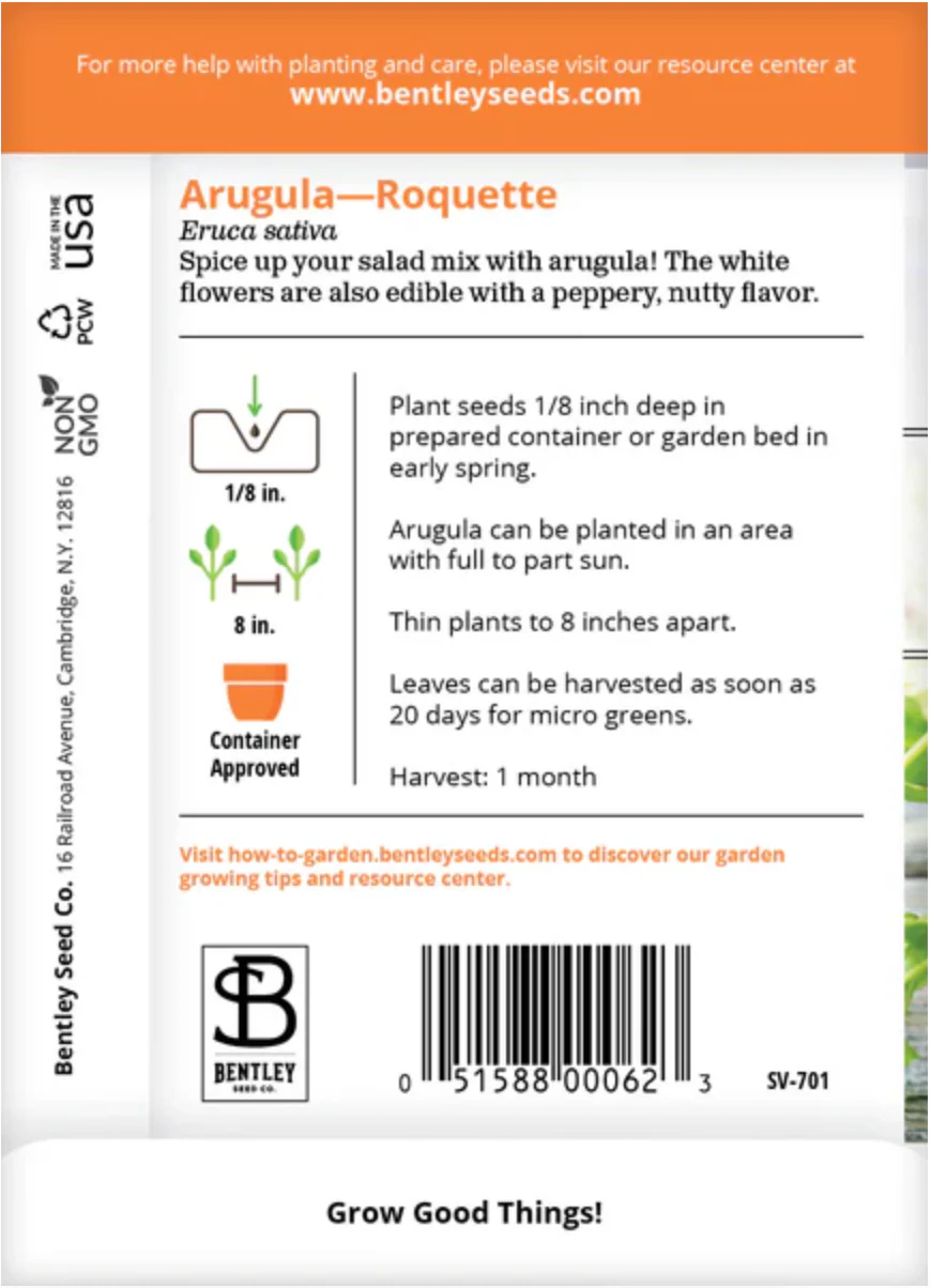 Arugula 'Rouquette' - Vegetable Seeds - Image 3
