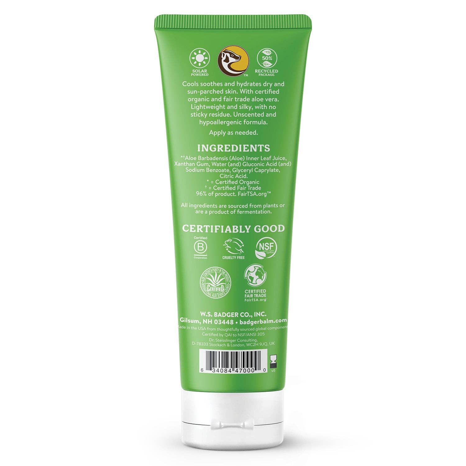 Badger Aloe Vera Gel for Face & Body, Sunburn Relief - Image 2