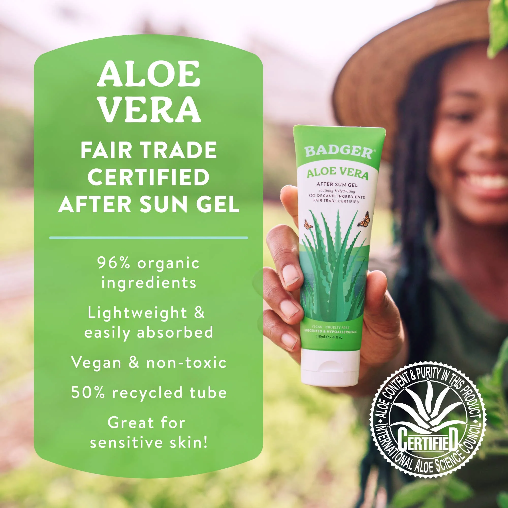 Badger Aloe Vera Gel for Face & Body, Sunburn Relief - Image 3