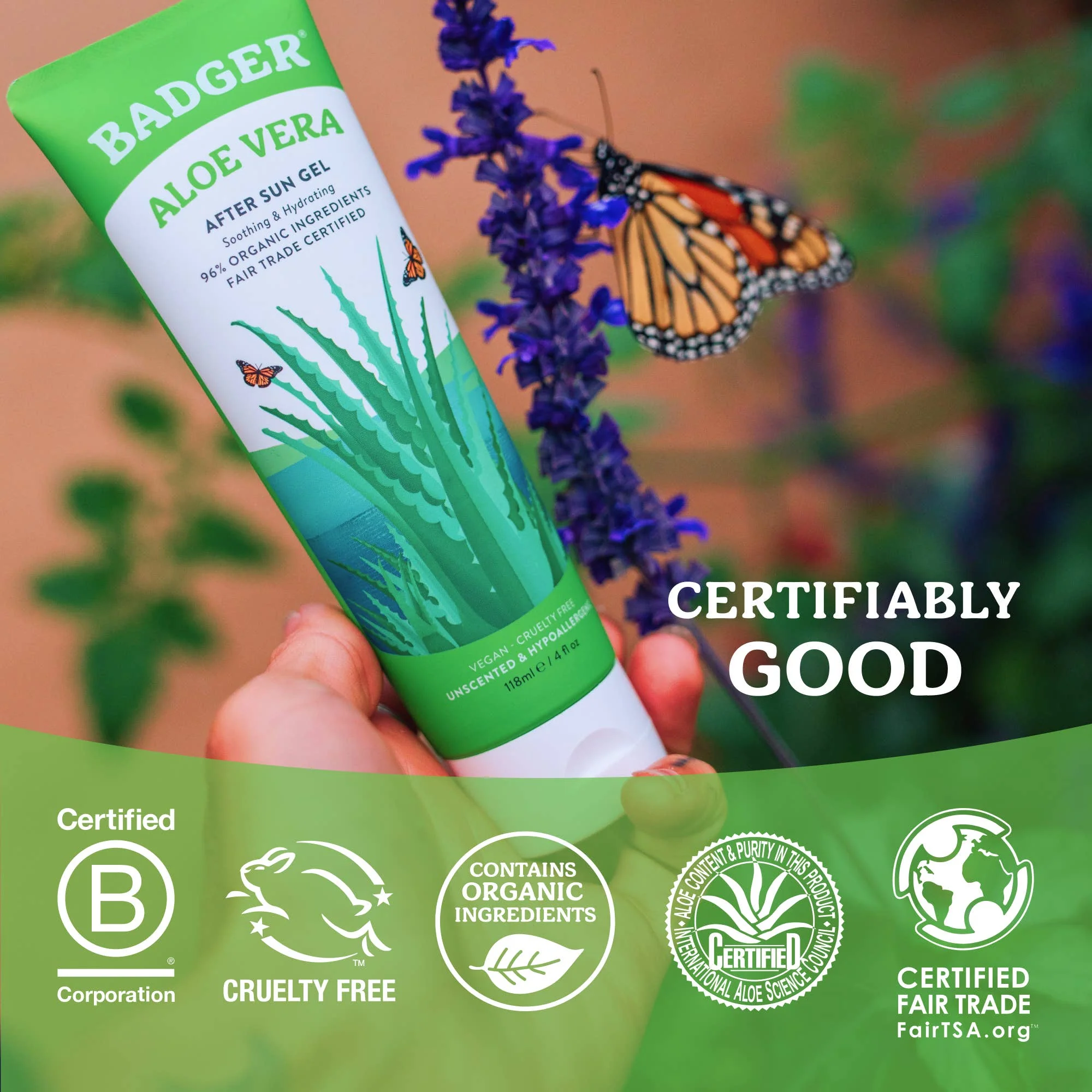 Badger Aloe Vera Gel for Face & Body, Sunburn Relief - Image 9