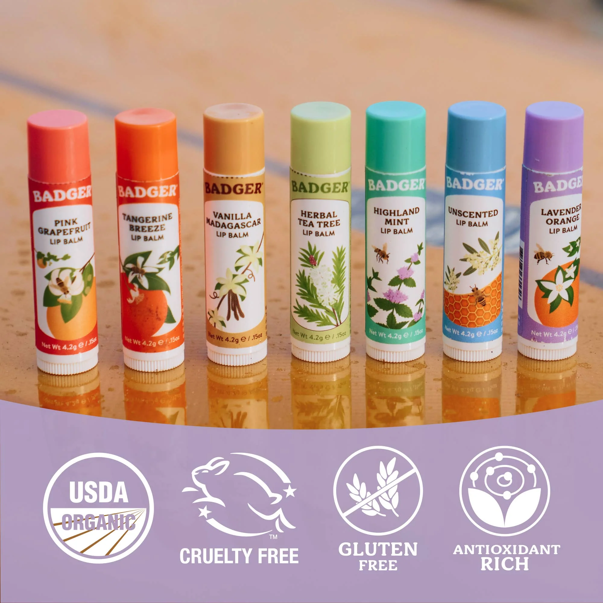Badger Lavender Orange Classic Lip Balm, Uplifting & Calming - Image 5