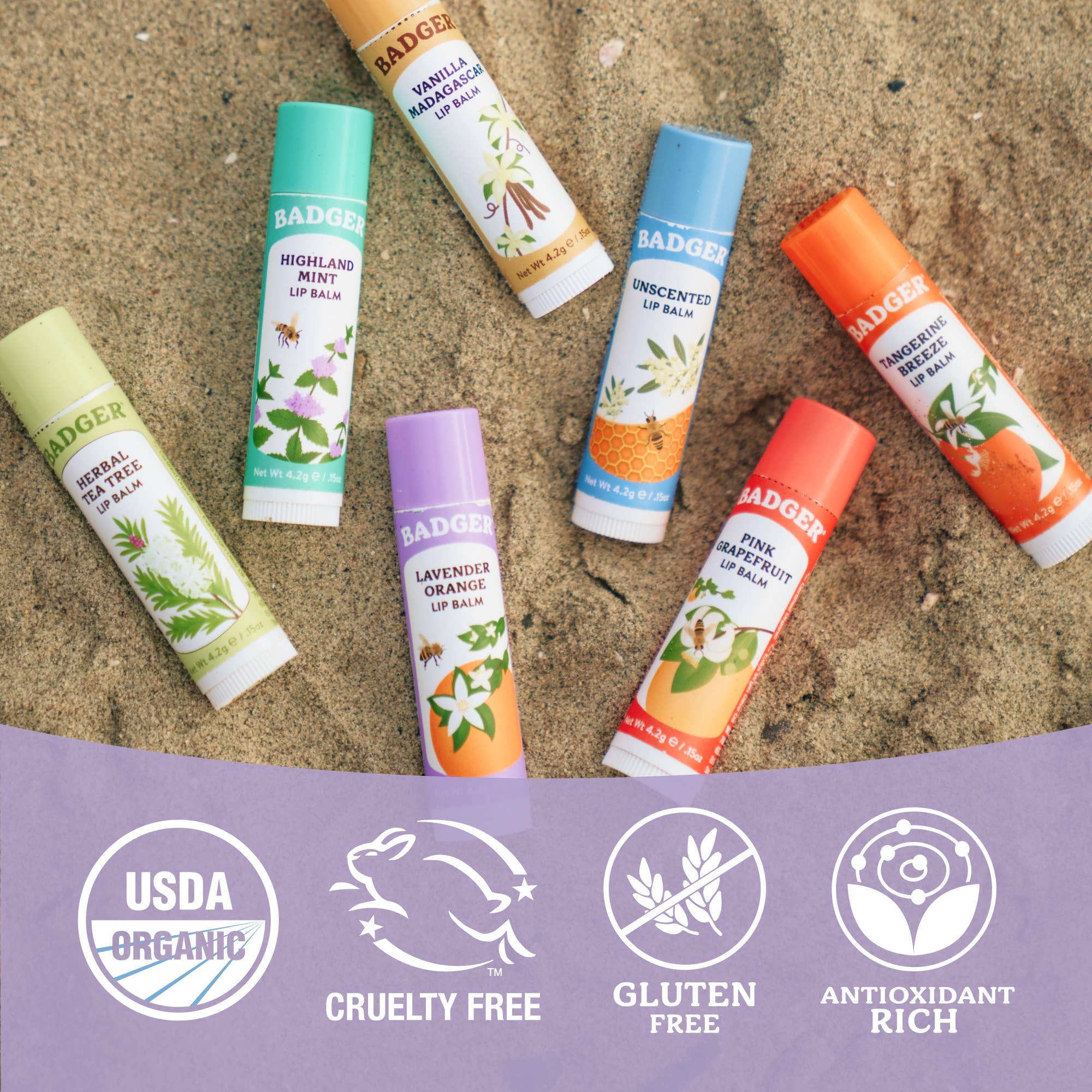 Badger Lavender Orange Classic Lip Balm, Uplifting & Calming - Image 9