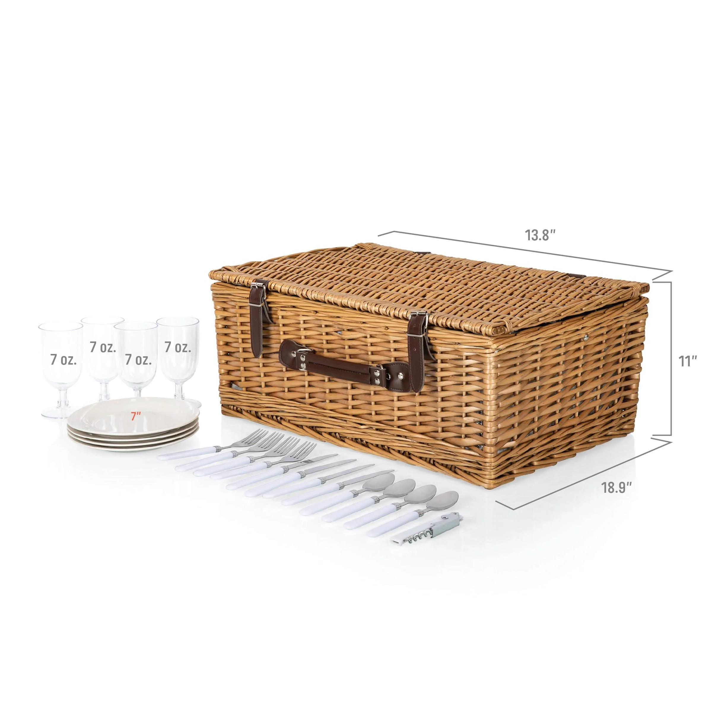 Belmont Picnic Basket, (Navy Blue & White Stripe) - Image 12