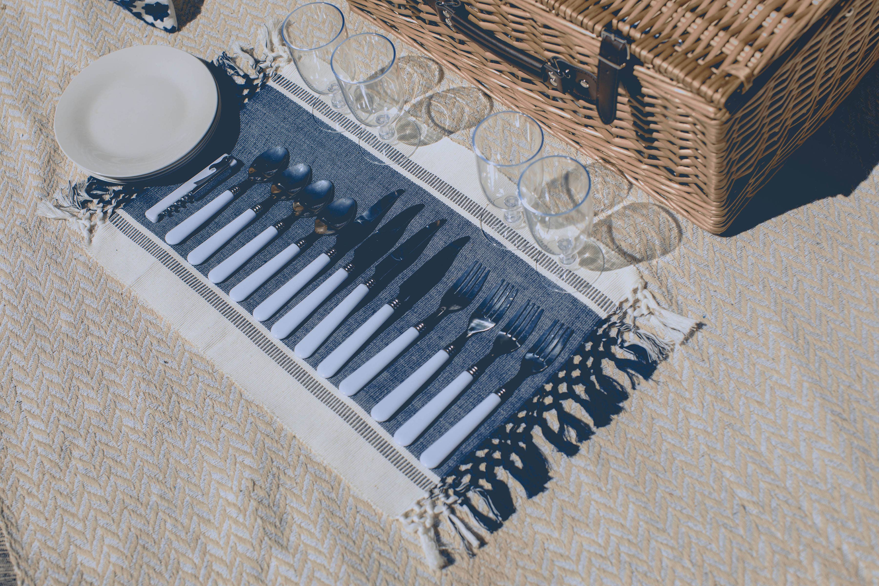 Belmont Picnic Basket, (Navy Blue & White Stripe) - Image 14