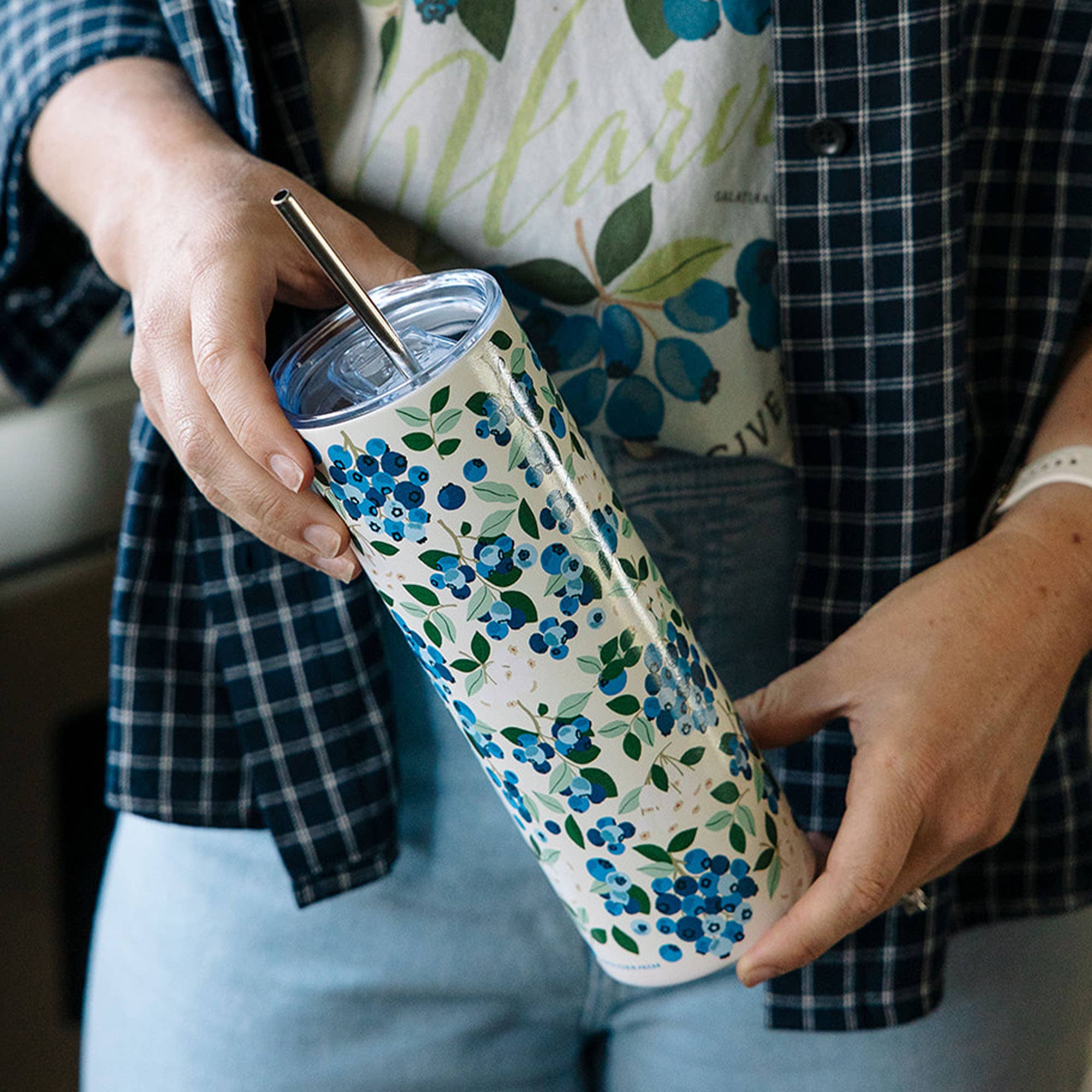 Blueberry Field 20oz Stainless Steel Skinny Tumbler - Image 2
