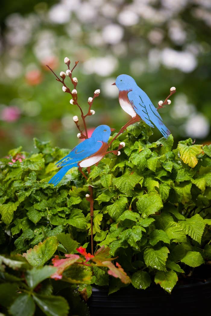 Bluebirds on Pussy Willow Pick -Painted - Image 12