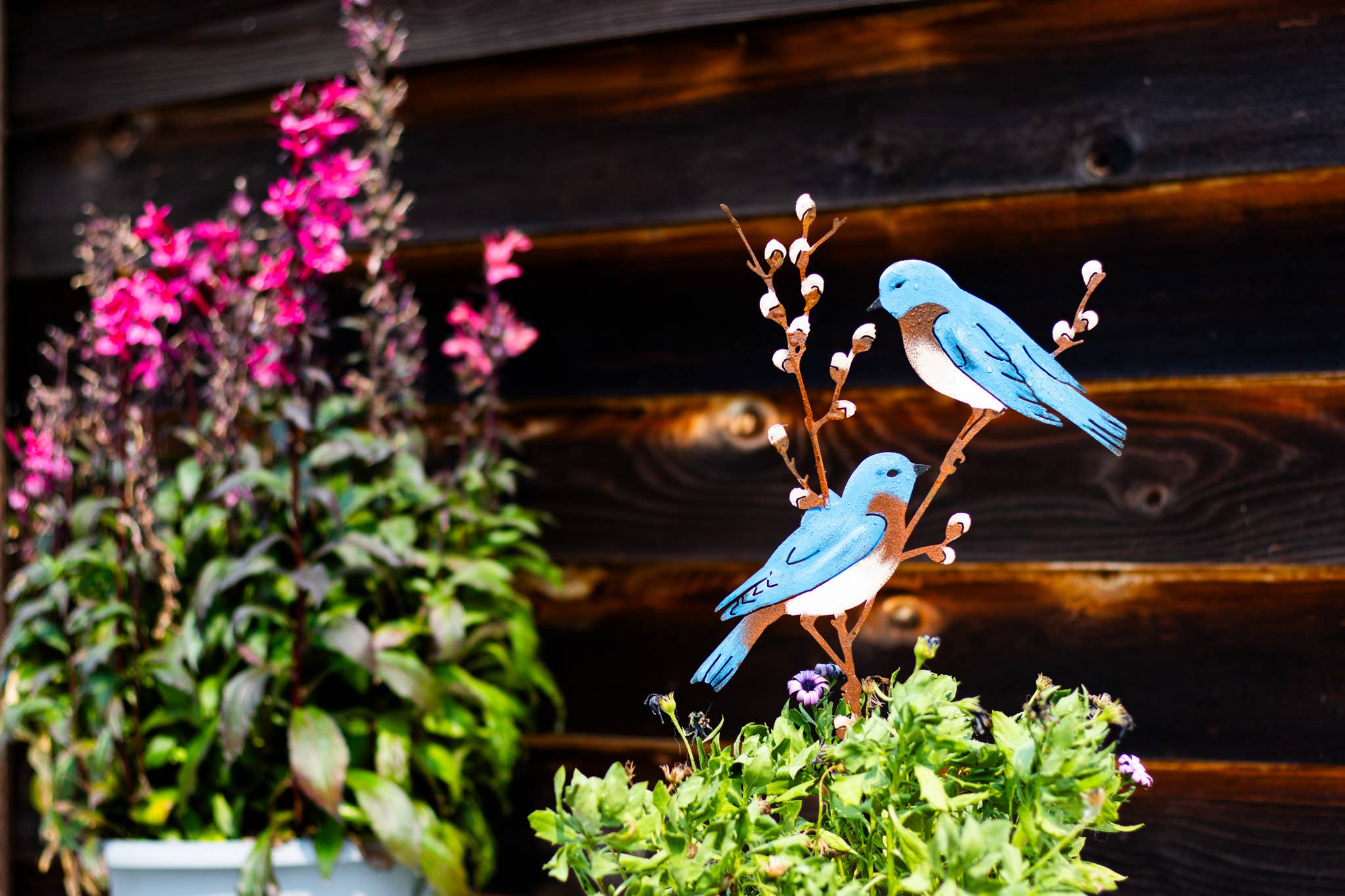Bluebirds on Pussy Willow Pick -Painted - Image 2
