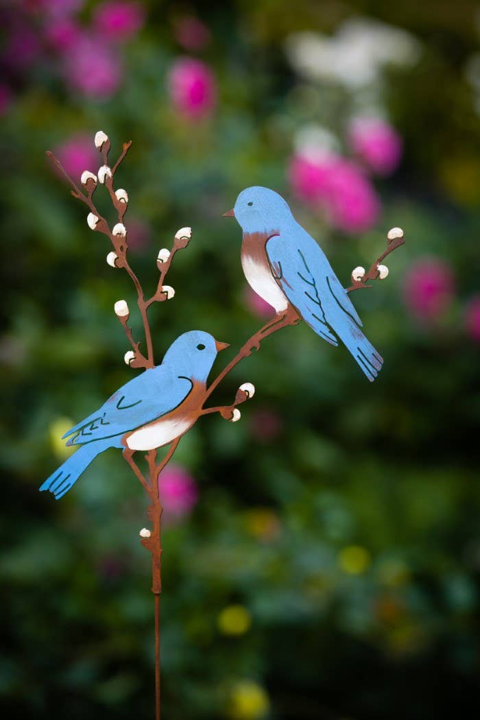 Bluebirds on Pussy Willow Pick -Painted - Image 3