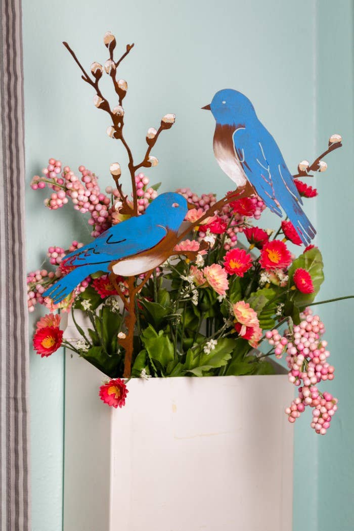 Bluebirds on Pussy Willow Pick -Painted - Image 4