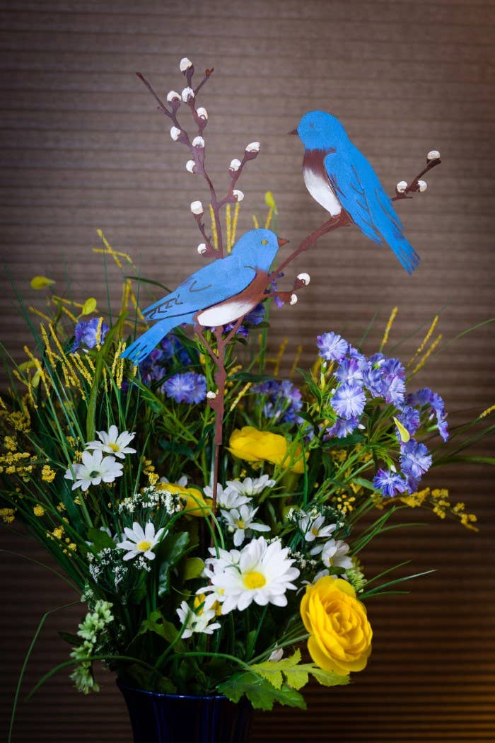 Bluebirds on Pussy Willow Pick -Painted - Image 7