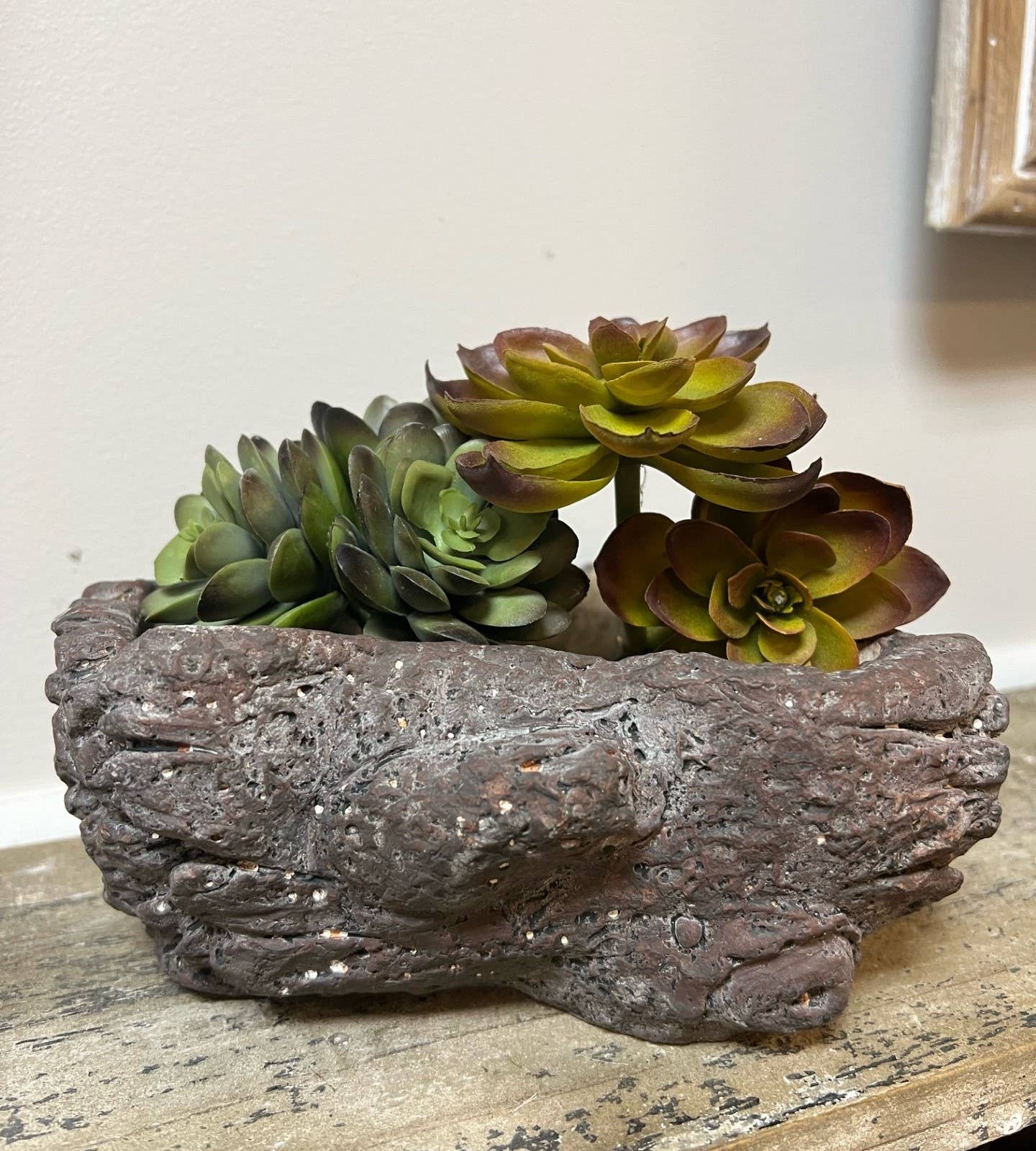 Cement Burled Bark Planter - Small - Image 2
