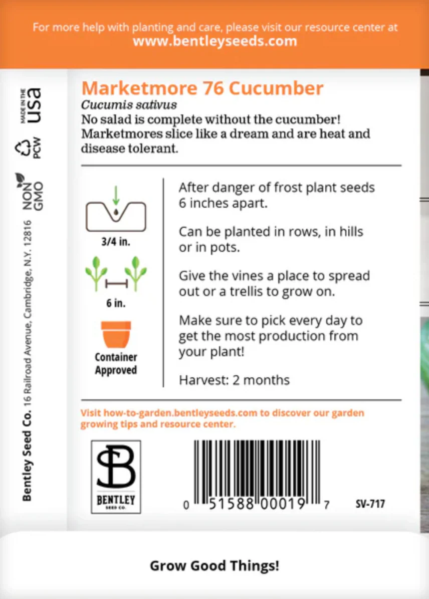 Cucumber 'Marketmore 76' - Vegetable Seeds - Image 3
