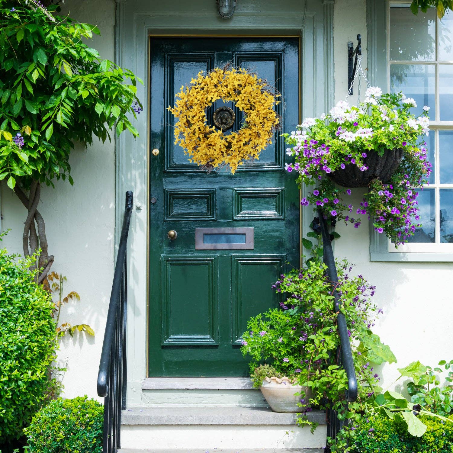 Forsythia Wreath On Grapevine Ring-16" Faux - Image 3