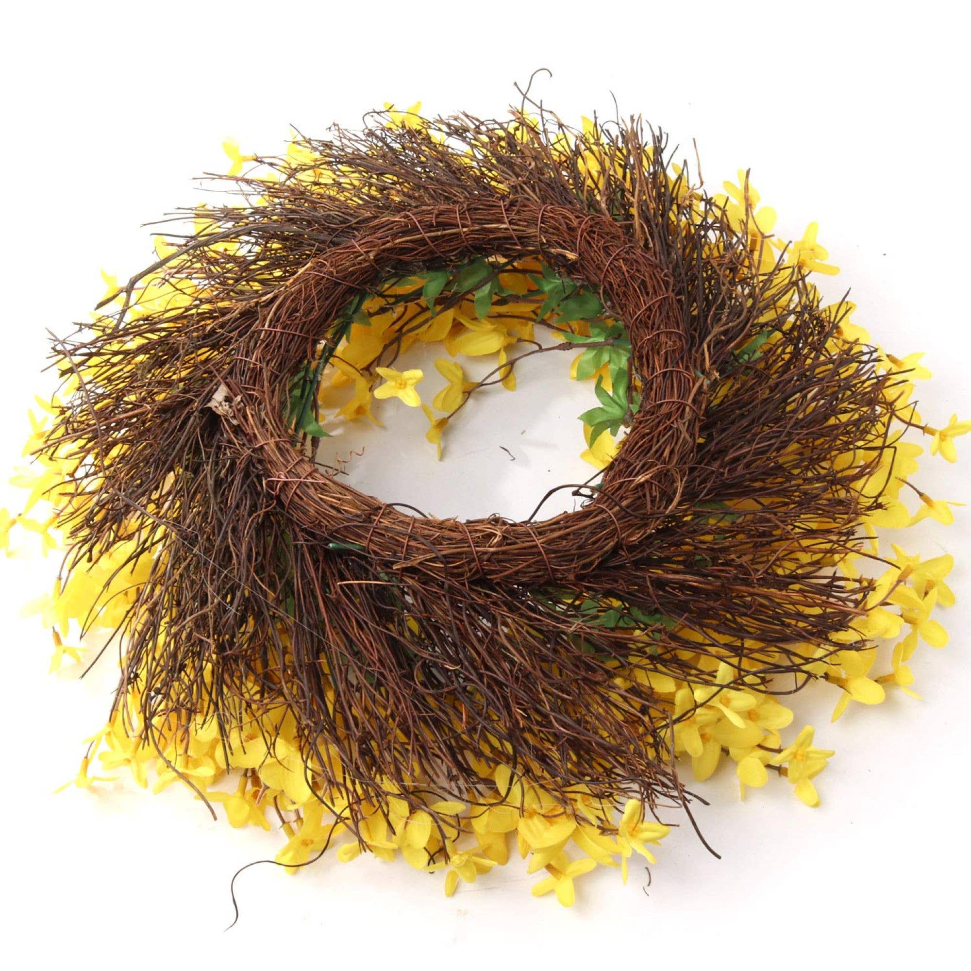 Forsythia Wreath On Grapevine Ring-16" Faux - Image 4