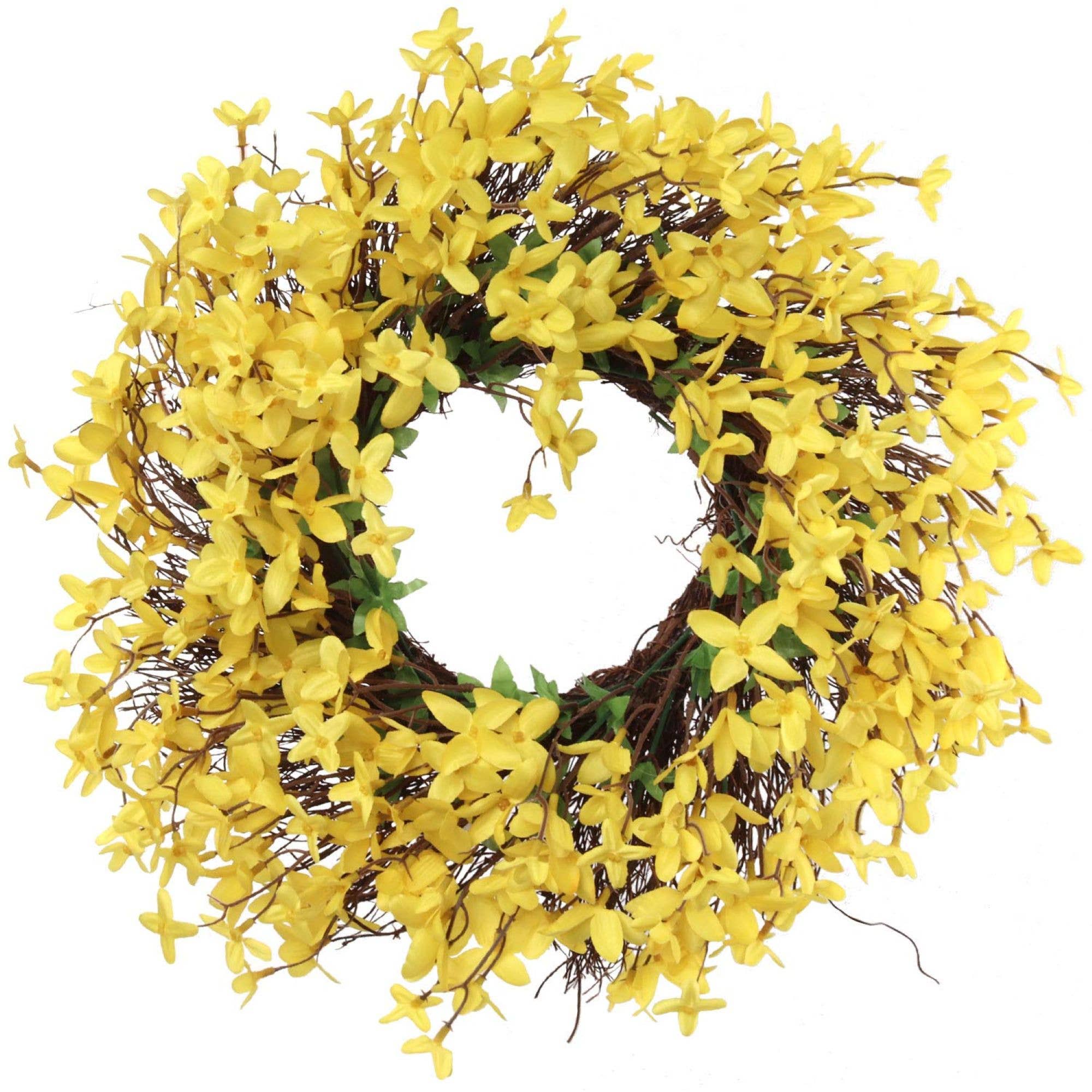 Forsythia Wreath On Grapevine Ring-16" Faux - Image 5