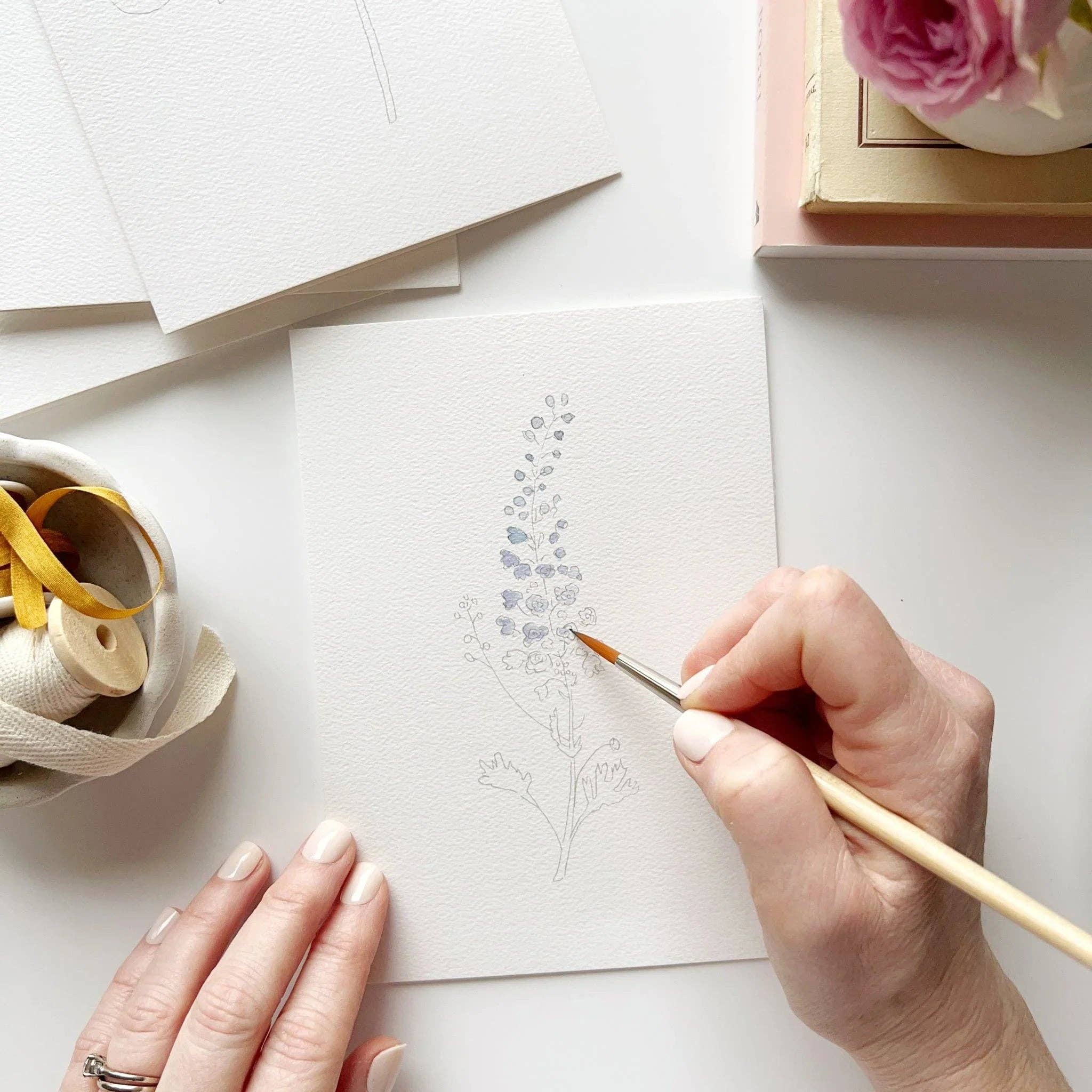 Garden flowers paintable watercolor notecard set - Image 11