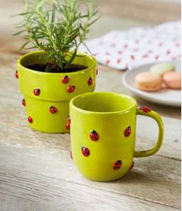 Garden Ladybug Mug Green Multi Earthenware Spring - Image 3