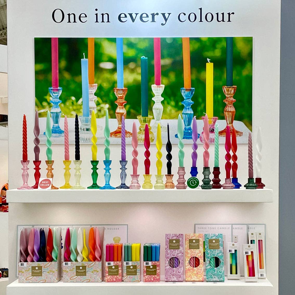 Glass Candle Holder - Cool Colors - Image 2