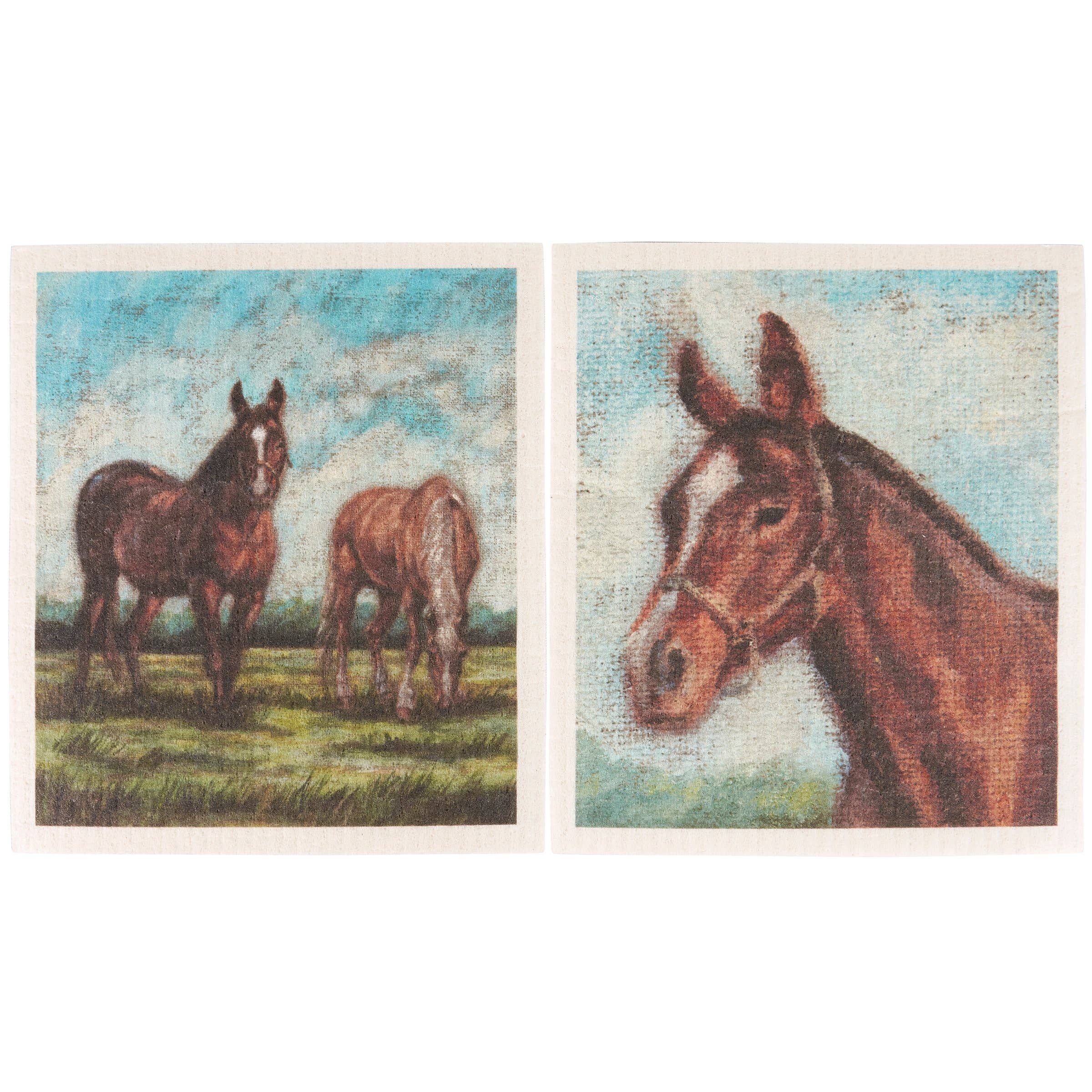 Grazing Horses Swedish Dishcloth Set - Image 4