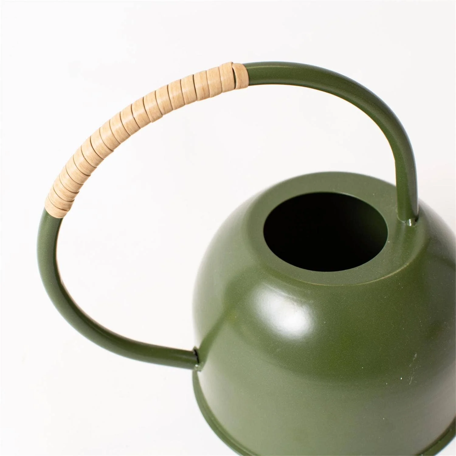 Green Enamel With Rattan Watering Can - Image 5