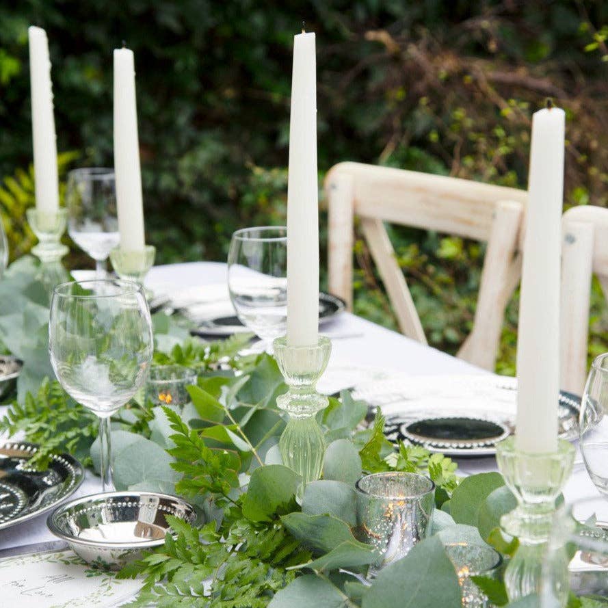 Green Glass Candle Holder | Home Decor | - Image 6