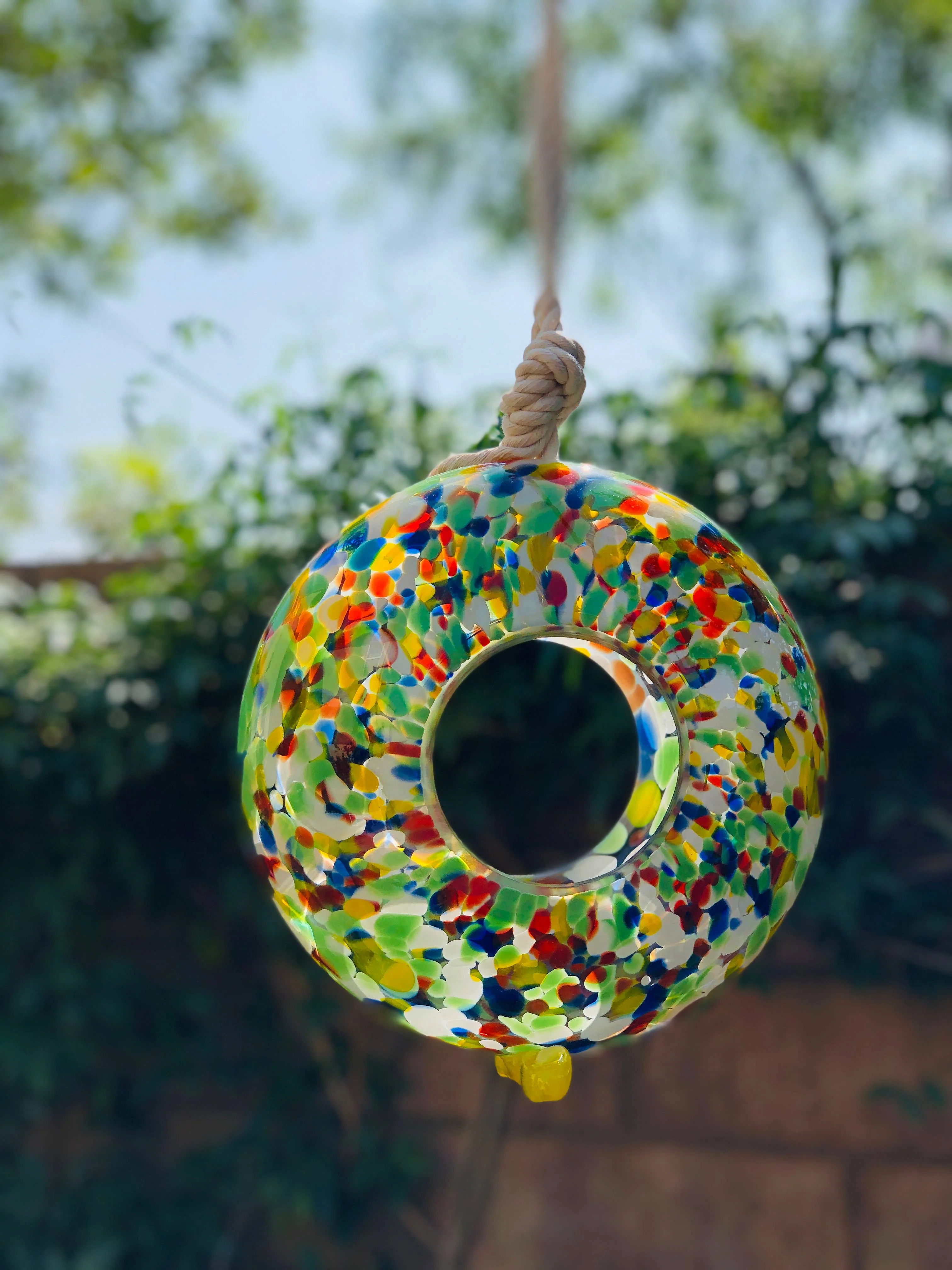 Handcraft Art Glass Bird Feeder - Image 13