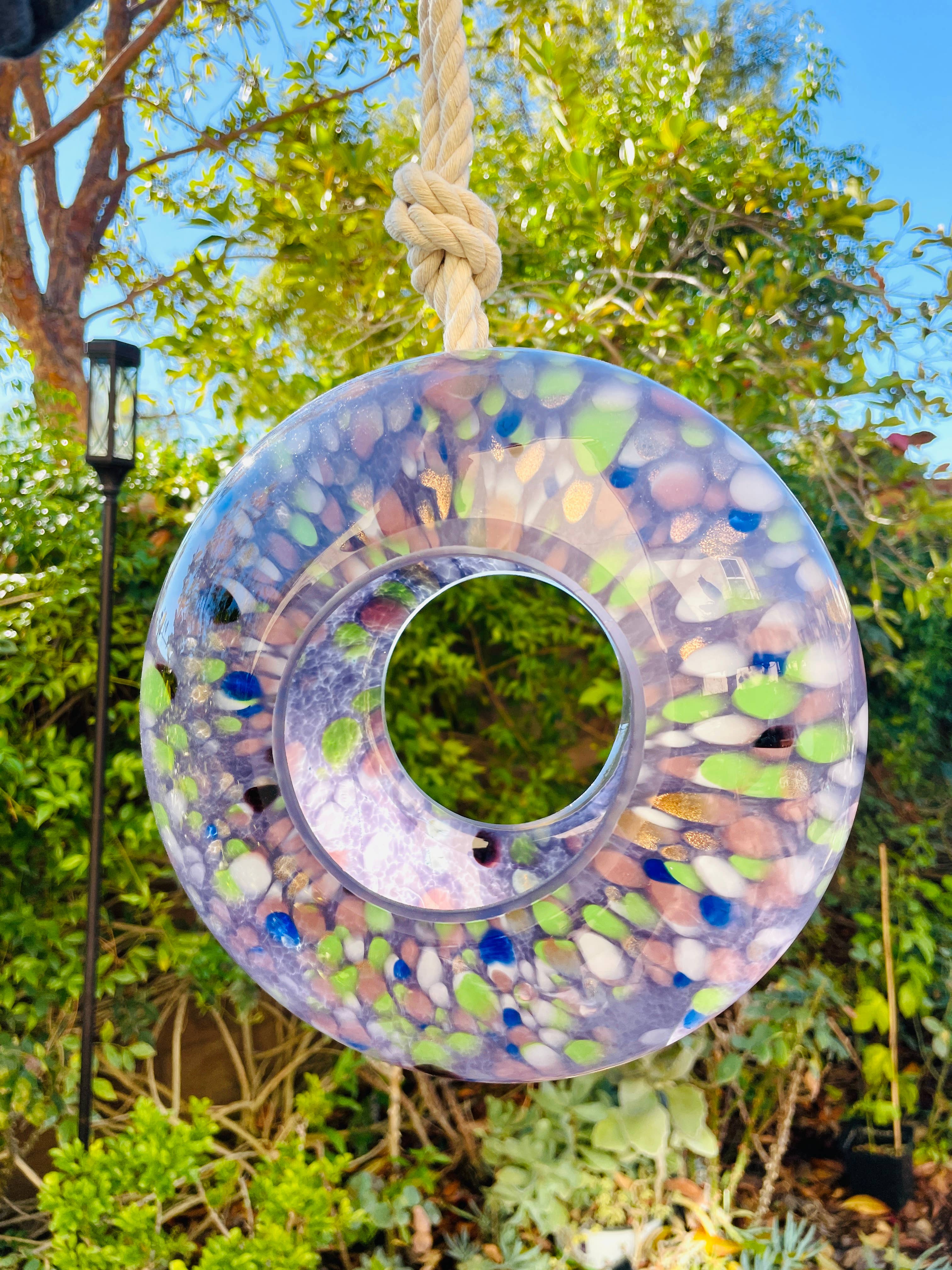 Handcraft Art Glass Bird Feeder - Image 3