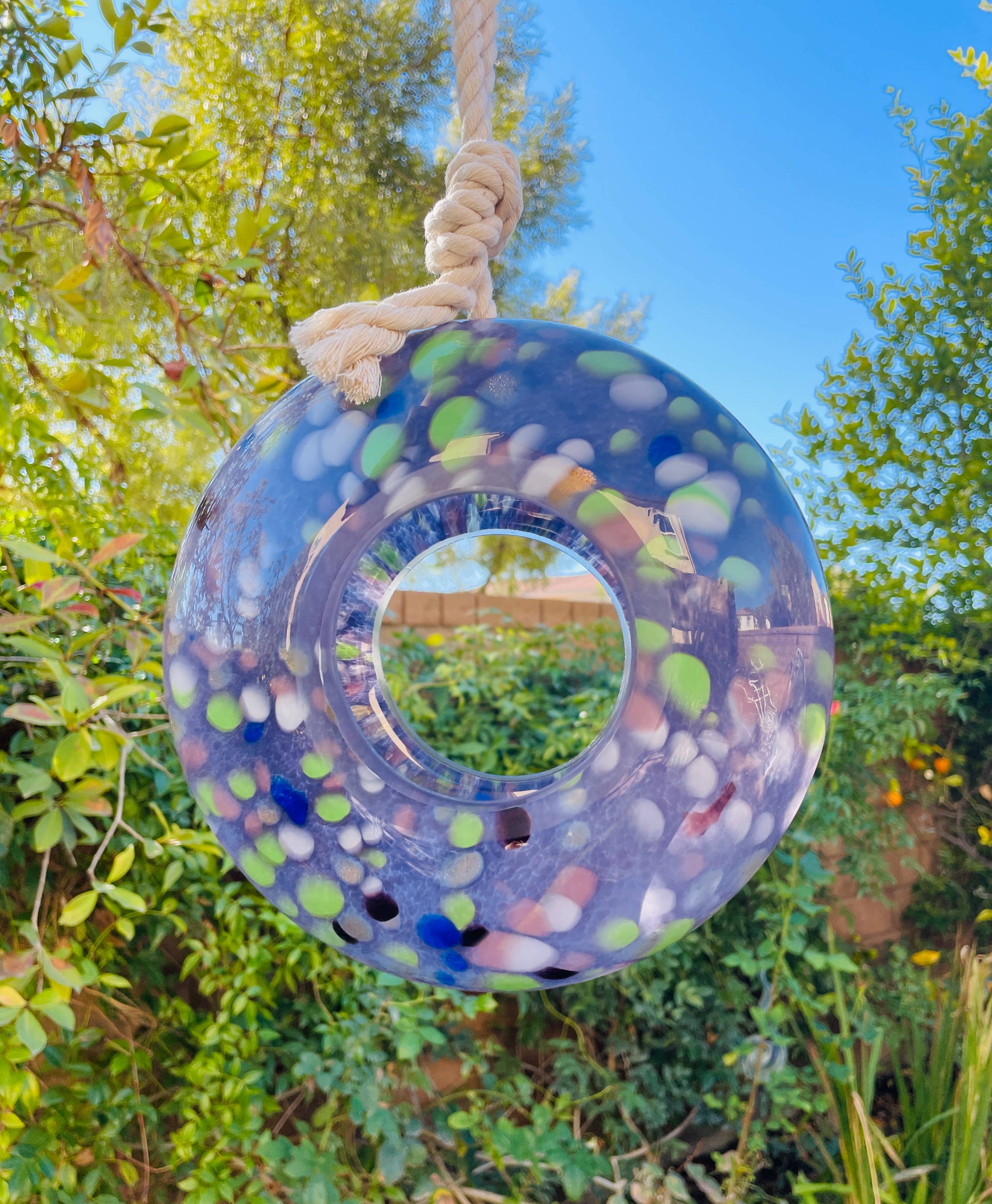 Handcraft Art Glass Bird Feeder - Image 4