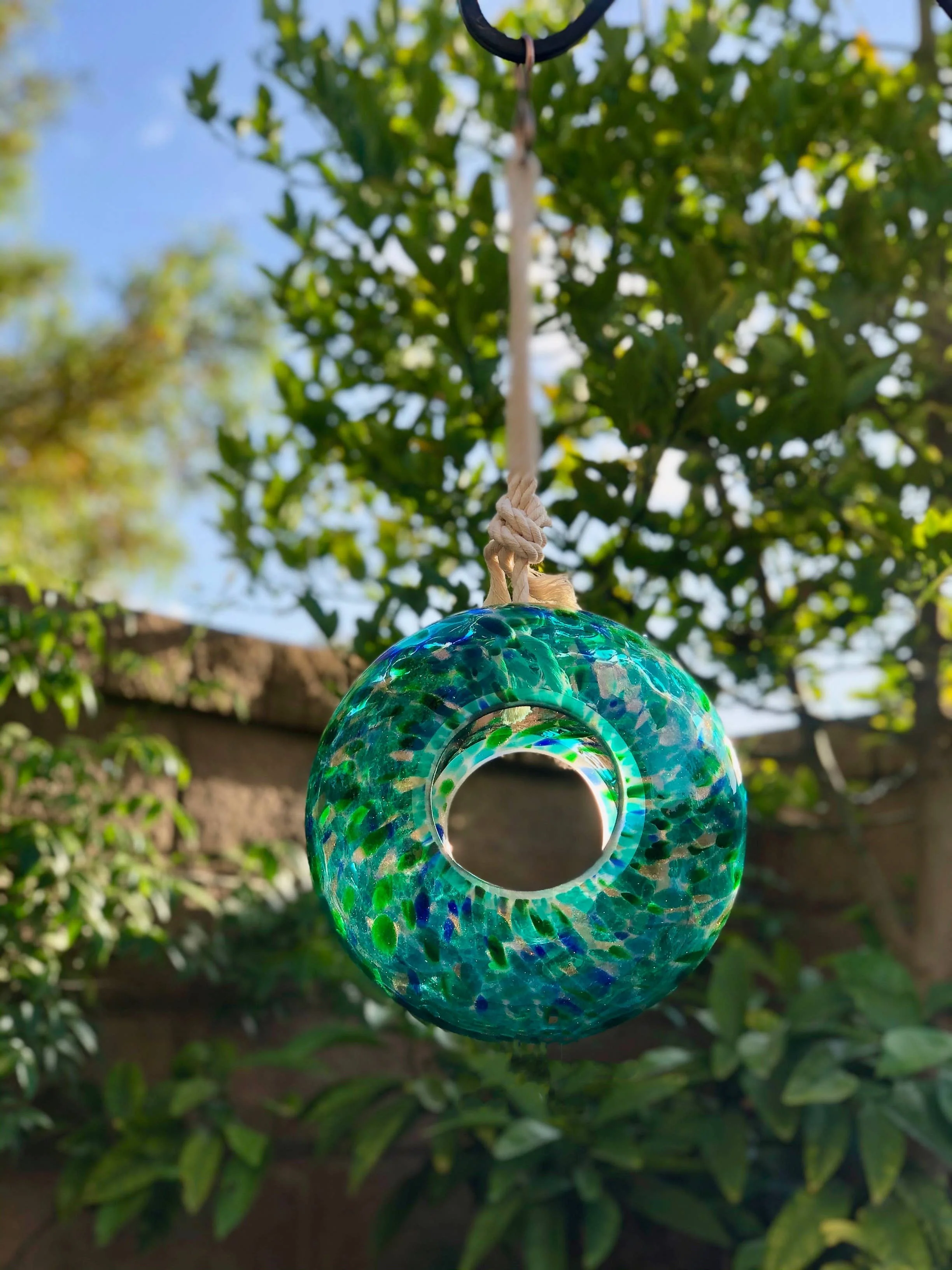 Handcraft Art Glass Bird Feeder - Image 5
