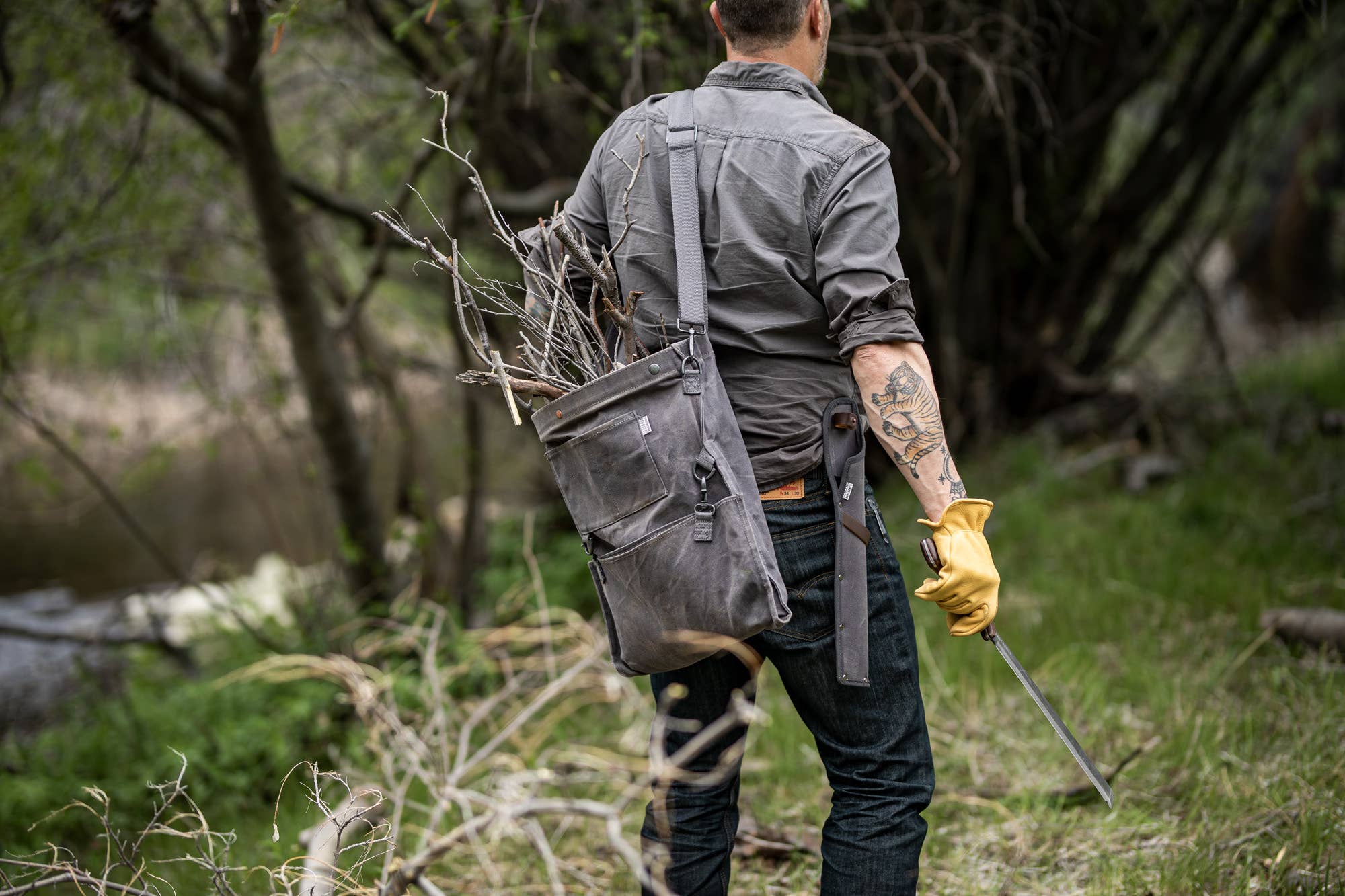 Harvesting & Gathering Bag- Waxed Canvas - Image 13