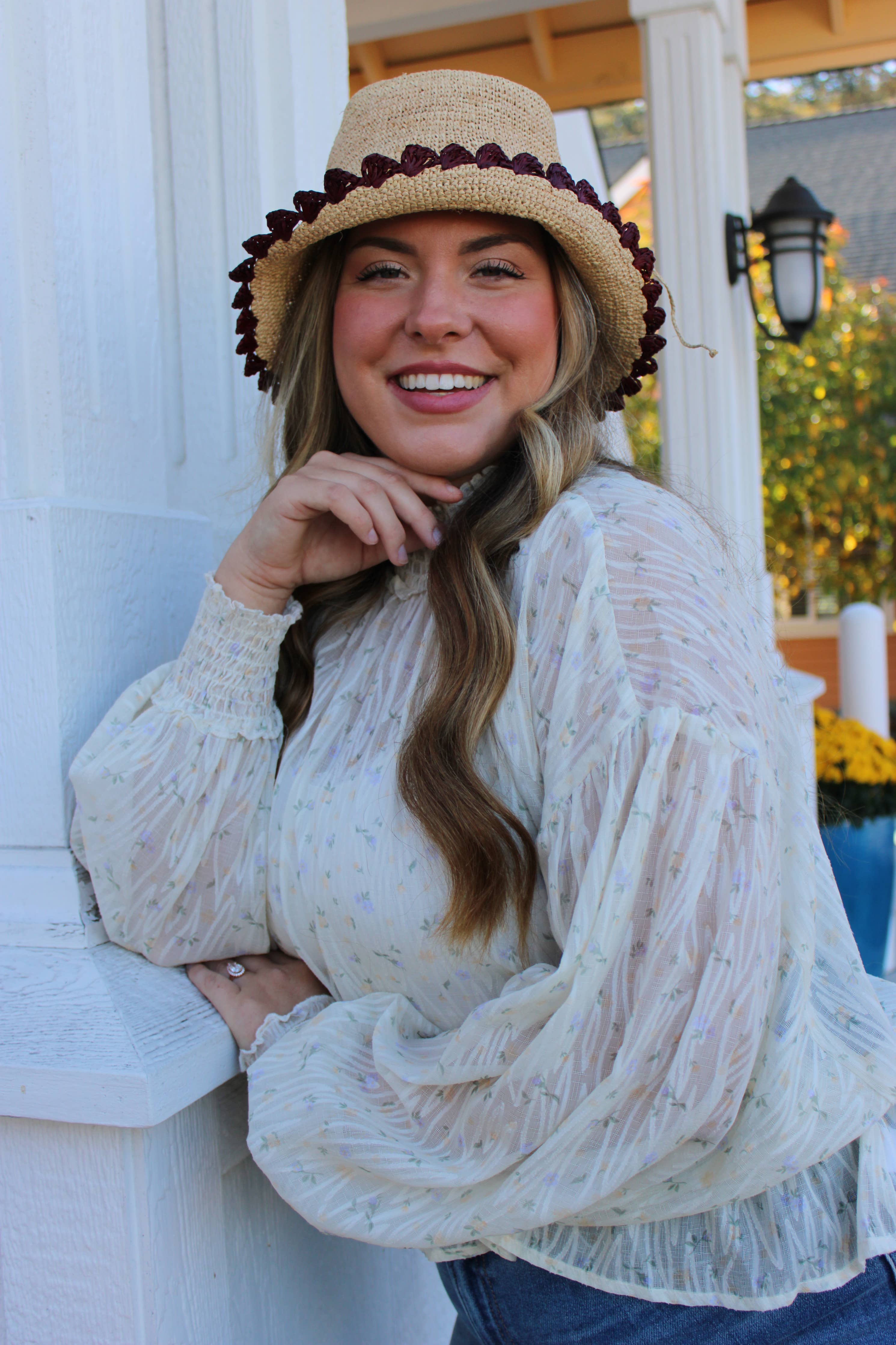 Crochet Bucket Straw Hats with Colored Edge - Image 11